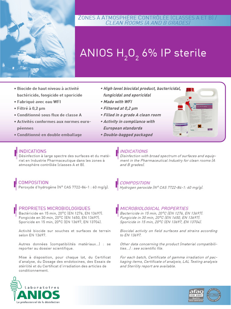 ANIOS H2O2 6 IP STERILEFiche Technique00000FR EN PDF