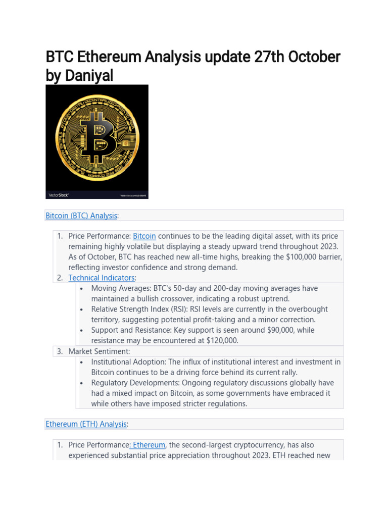 BTC Ethereum Analysis Update 27th October by Daniyal | PDF | Bitcoin ...