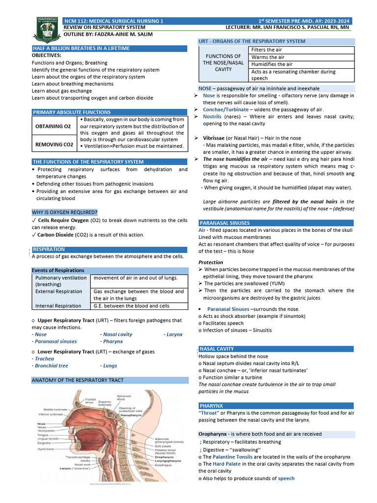 Respiratory system intelligence overview