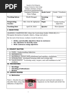 Grade 2 Adjective Lesson Plan | PDF | Lesson Plan | Communication