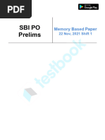 SBI PO Prelims Memory Based Paper (Held On 22 Nov 2021 Shift 1)