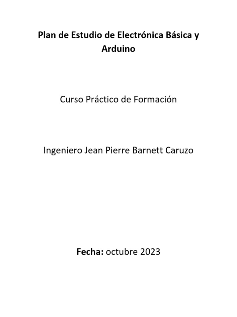 Plan De Estudio De Electrónica Básica Y Arduino Pdf