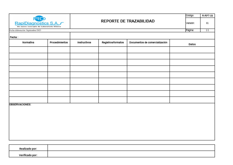 R-RPT-09 Reporte de Trazabilidad | PDF