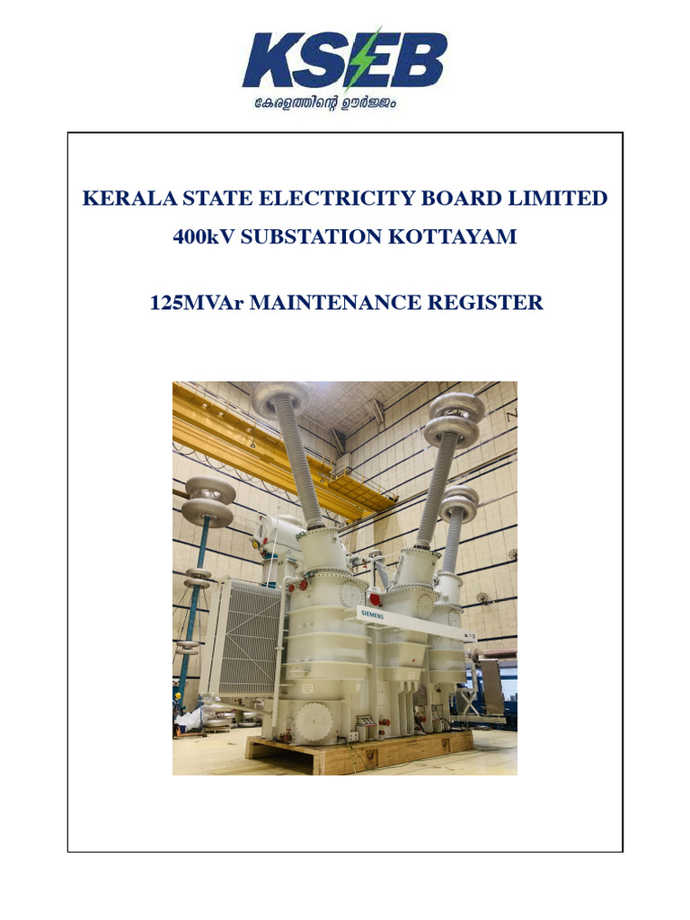 125 MVAr Reactor Maintenance Register | PDF
