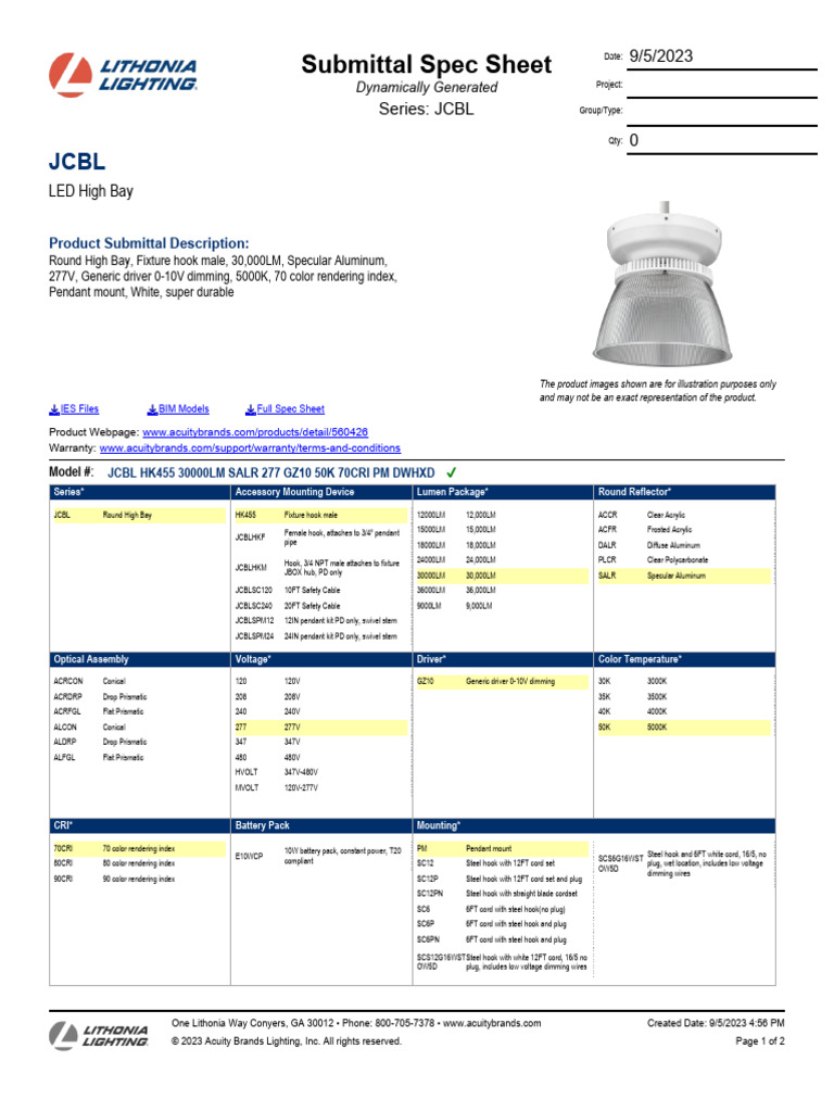 Lithonia LightingJCBLSubmittalSpecSheet090523 PDF