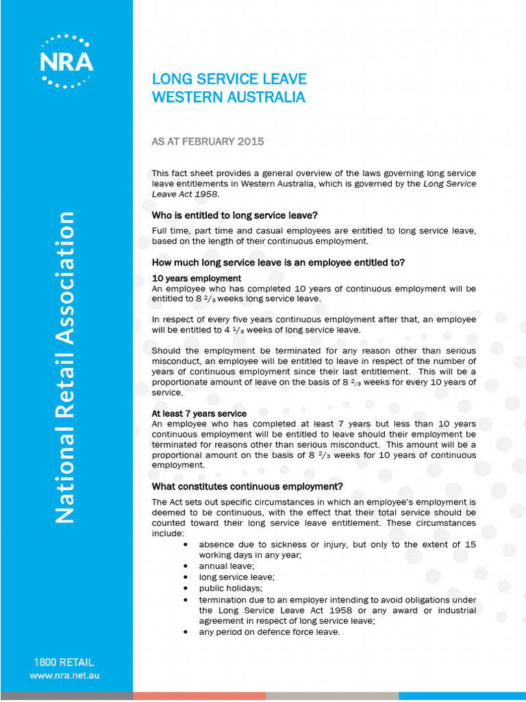 Long Service Leave WA | PDF | Employment | Government