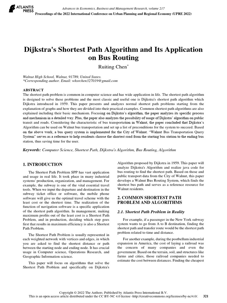 Dijkstra's Shortest Path Algorithm and Its Application On Bus Routing | PDF