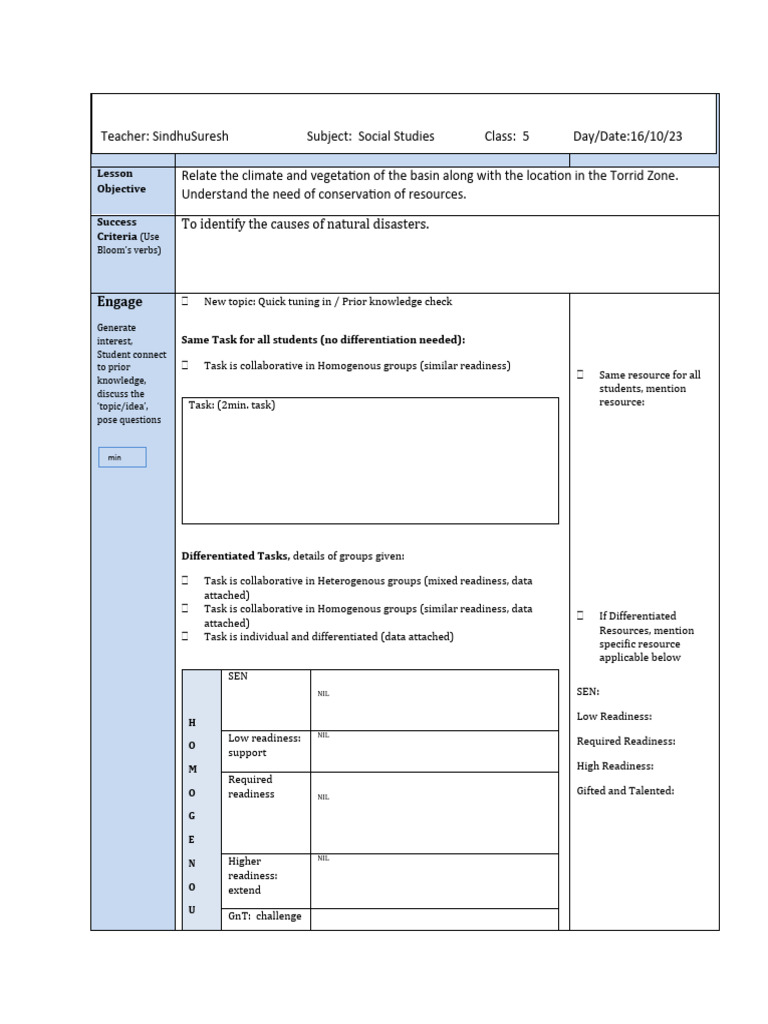 Lesson Plan 5 Climate and Vegetation of Torrid Zone | PDF