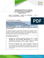 Guía de Actividades y Rúbrica de Evaluación - Unidad 2 - Tarea 4 - Problema Ambiental Local o Regional