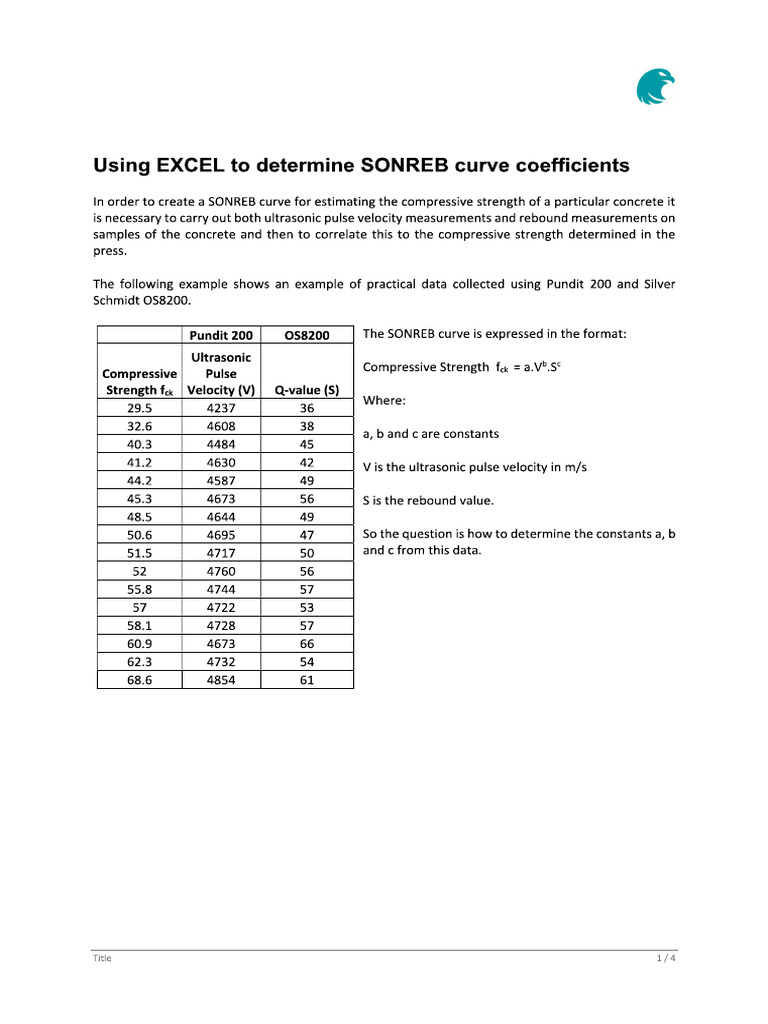 Using EXCEL To Determine SONREB Coefficients | PDF