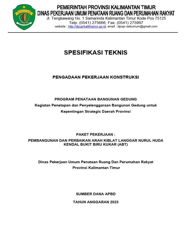 Spesifikasi Teknis Nurul Huda. Rev | PDF | Teknologi & Rekayasa