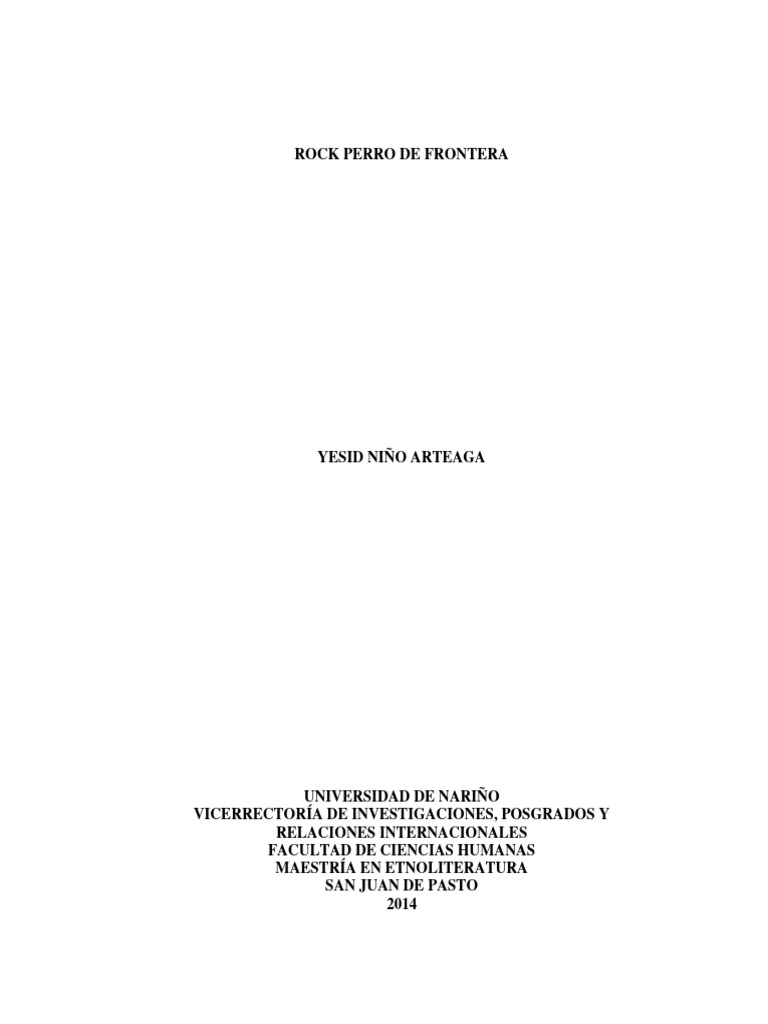 YESID NIÑO ARTEAGA-ROCK PERRO SIN FRONTERA, PDF, Pensamiento