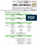 22 Al 24 Mazo 2022 - Tabla Actividades Semanales 2°