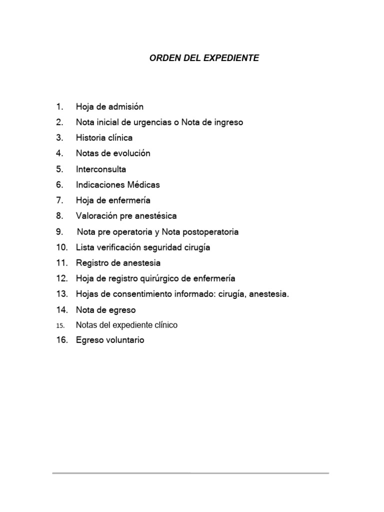 Orden del Expediente Clínico en Nicaragua | PDF
