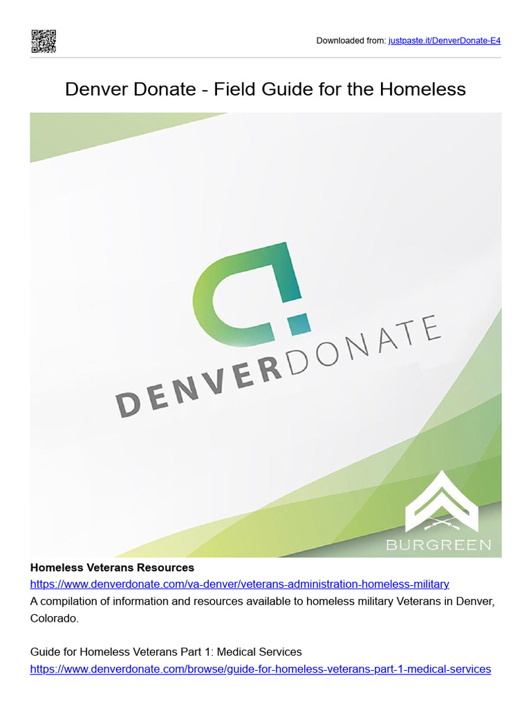 Denver Donate Field Guide For Homeless Veterans PDF