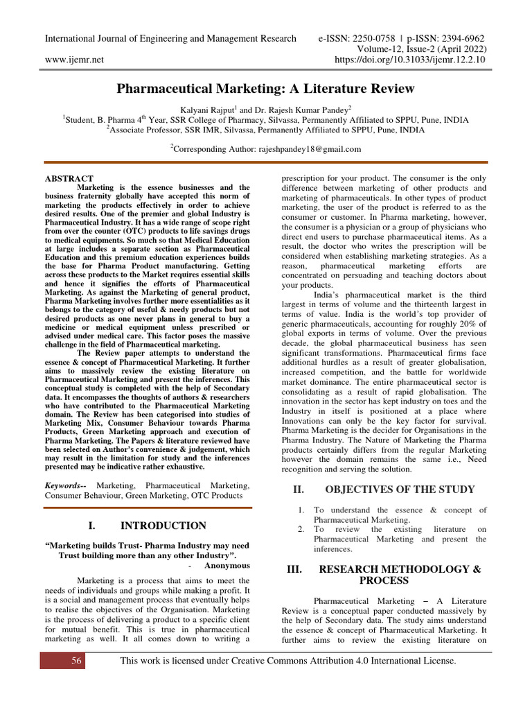 Pharmaceutical Marketing Literature Review | PDF | Marketing | Health Care