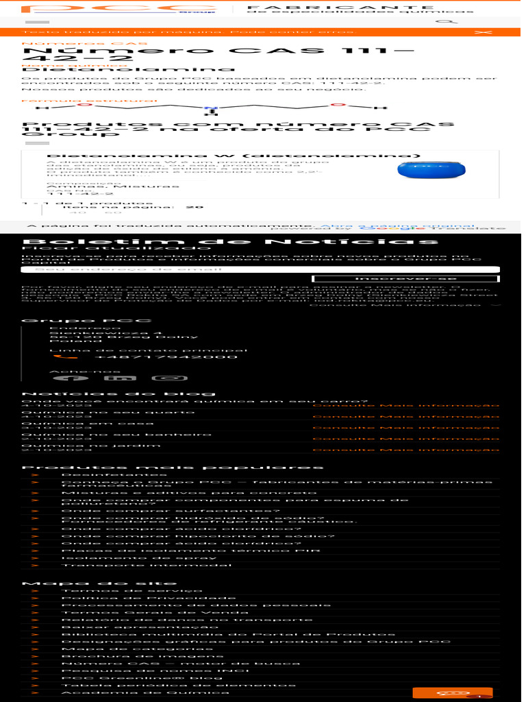 CAS No. 111-42-2 - Portal de Produtos Do Grupo PCC | PDF | Química ...