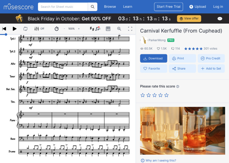 Carnival Kerfuffle (From Cuphead) Sheet Music For Piano, Trombone