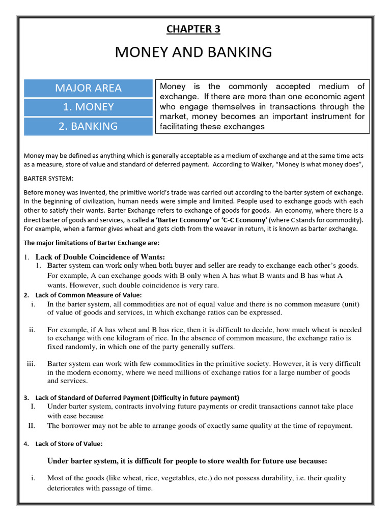 Money and Banking Notes PDF Money Money Supply