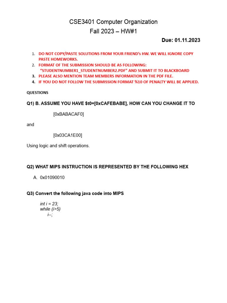 CSE3401 Fall 2023 HW#1 Guidelines | PDF | Career & Growth