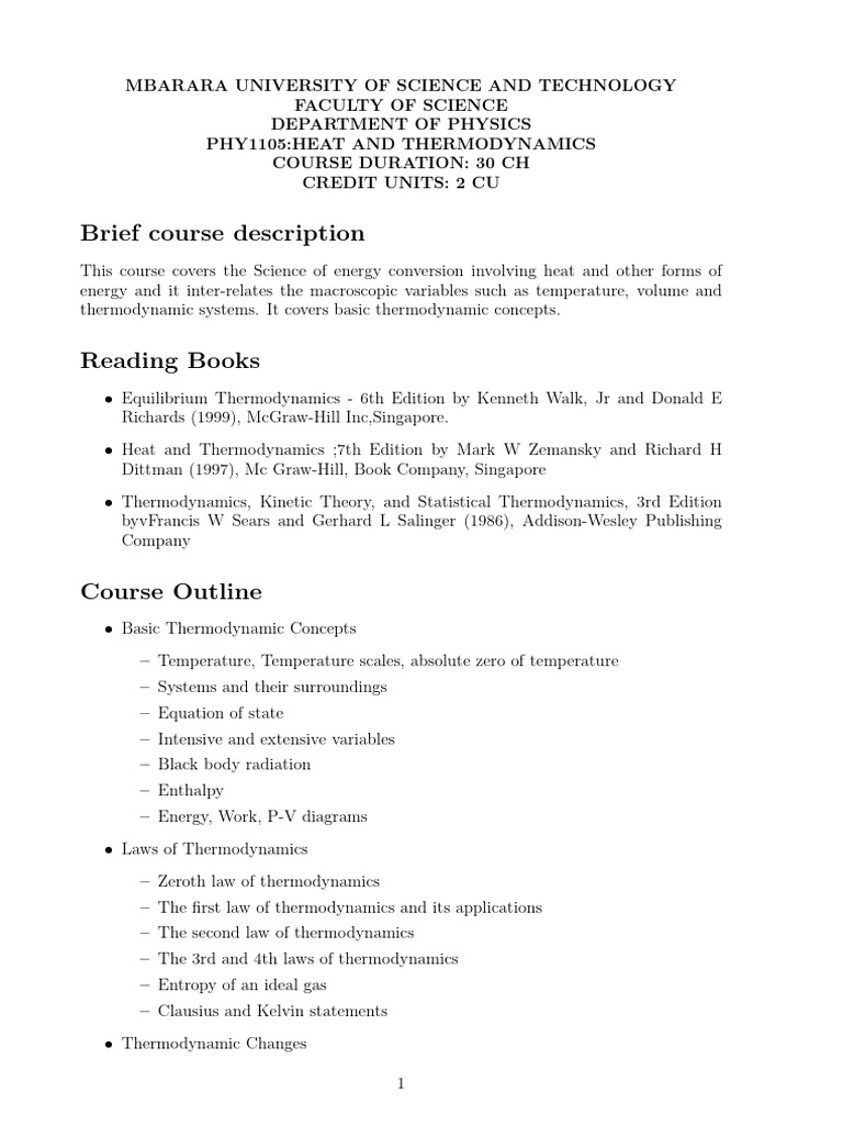 Heat and Thermodynamics Course Overview | PDF | Technology & Engineering