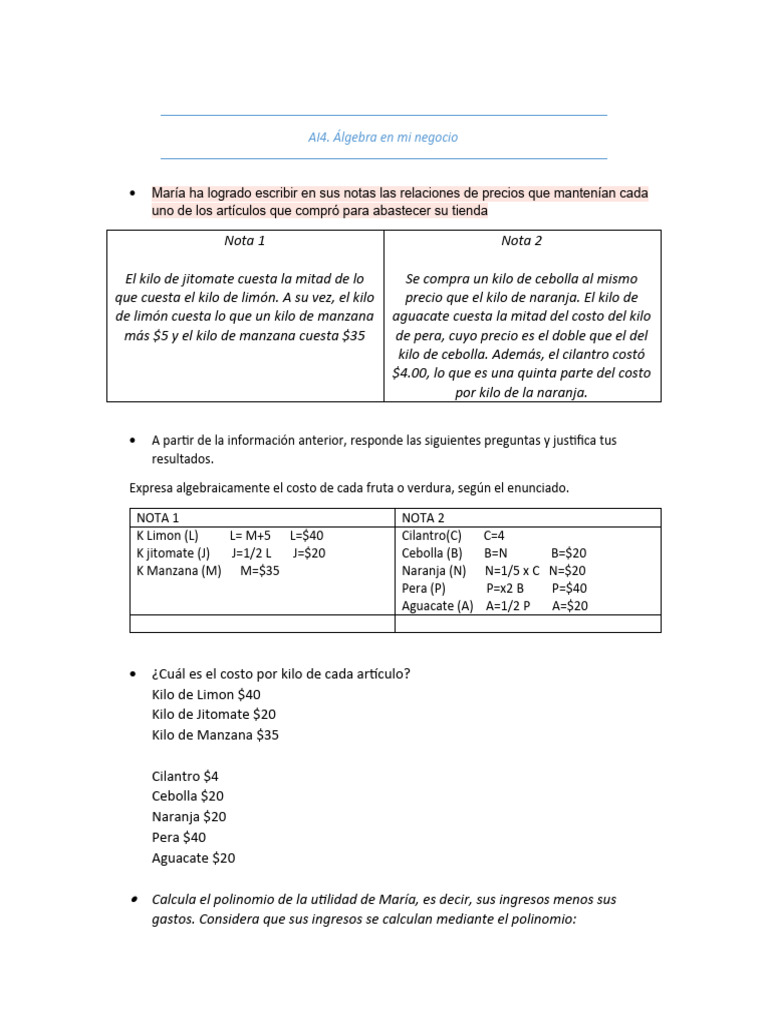 Actividad Integradora 4, Matematicas | PDF