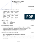 STD 6 Maths UT Paper 2023
