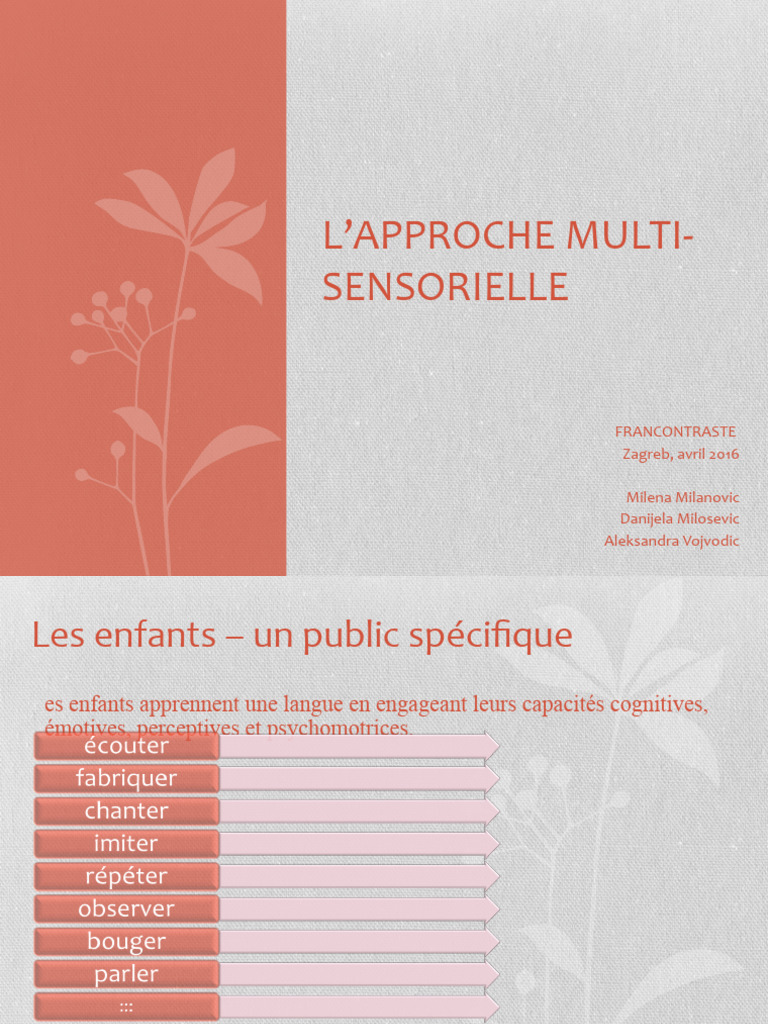 Approche multisensorielle en classe | PDF | Arts du langage et discipline