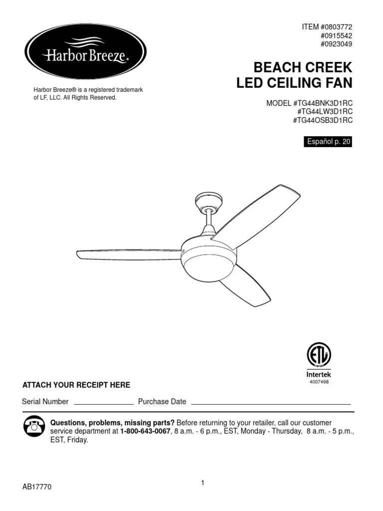 Harbor Breeze Beach Creek 44In White LED Indoor Residential Ceiling