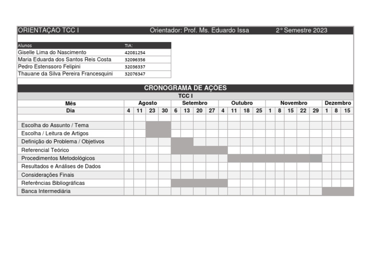 Cronograma - TCC 1 | PDF