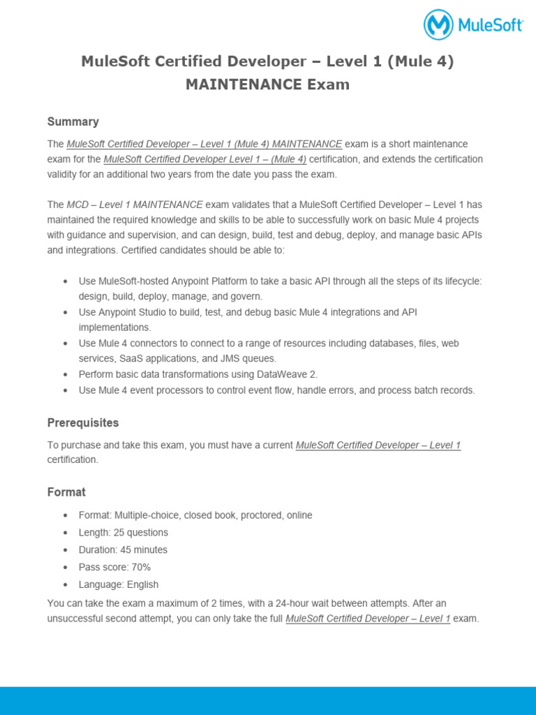 MuleSoft Level 1 Maintenance Exam Guide | PDF | Representational State ...