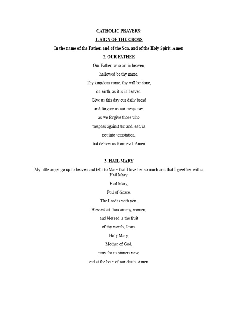 Catholic Prayers... PDF Lord's Prayer Mary, Mother Of Jesus