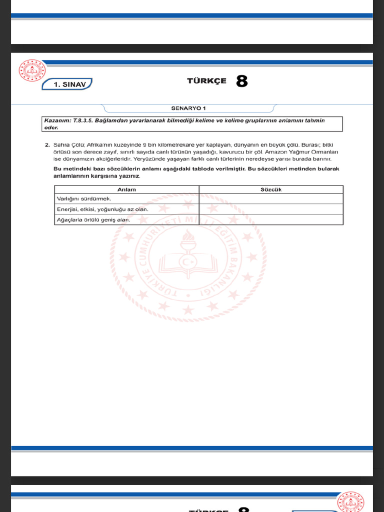 8.sınıf Türkçe Örnek Sorular (FERMAN) .PDF - Google Drive | PDF