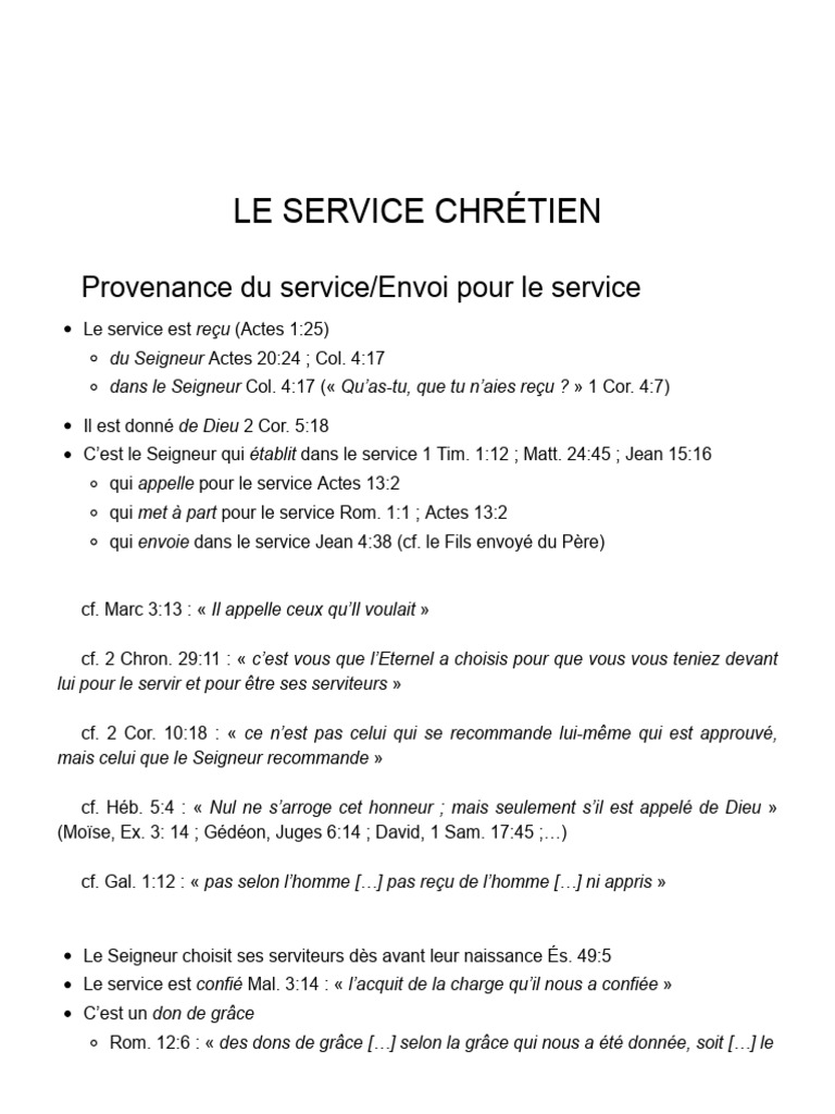Le Service Chrétien selon la Bible | PDF | Jésus | Prière