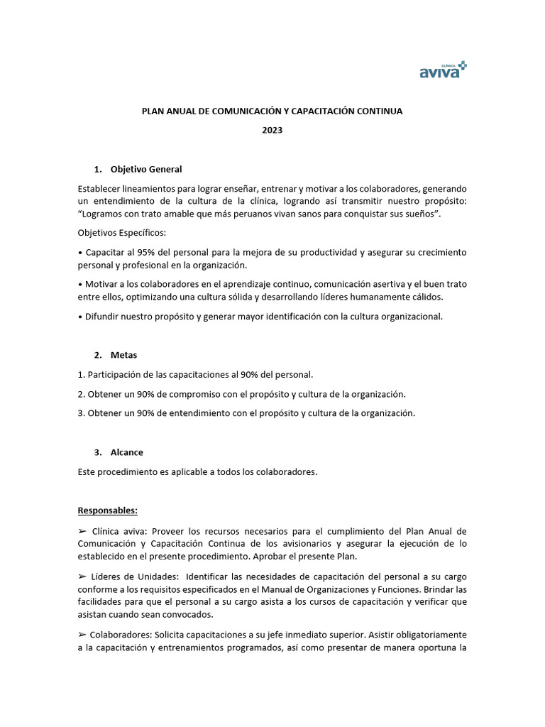 Plan de Capacitación Continua 2023 | PDF | Gestión de recursos humanos ...
