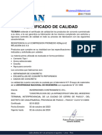 Certificado de Calidad de Accesorios de Concreto - INVERSIONES CONTRUMARZ E.I.R.L.