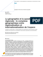 La Géographie Et La Question Régionale - Le Complexe Géographique Entre Régionalisation Et Internationalisation de L'espace