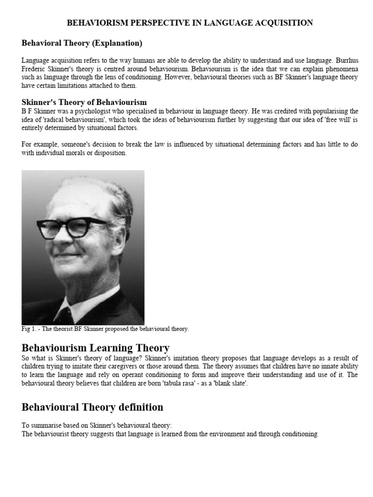 behaviorism theory in language acquisition