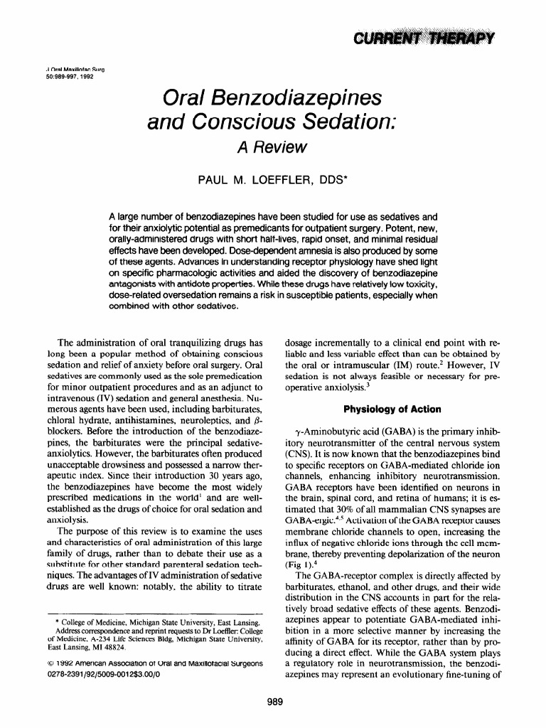 1992 M. LOEFFLER, - Oral Benzodiazepines and Conscious Sedation - A