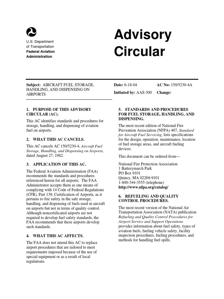 Faa Ac 150-5230-4a | PDF | Federal Aviation Administration | Airport