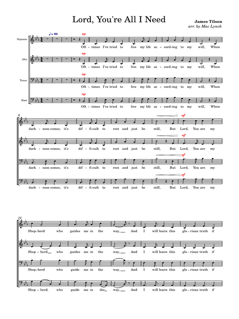 Lord youre all i need satb pdf musical techniques compositions