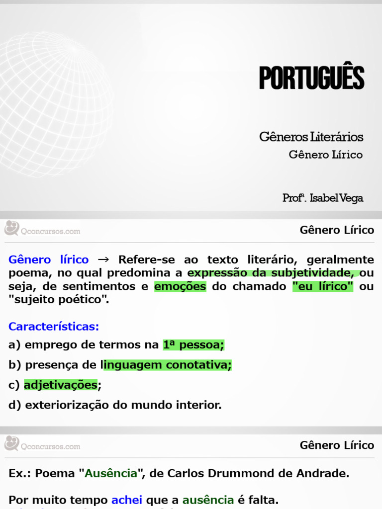 Características do Gênero Lírico | PDF