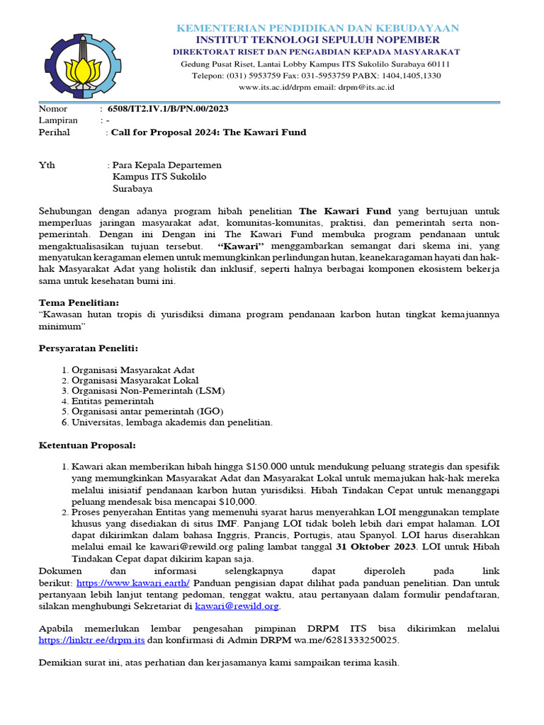 Call For Proposal 2024 The Kawari Fund PDF
