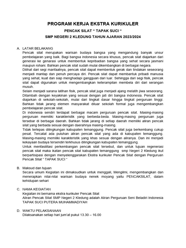 Download Program Eskul Pencak Silat | PDF | Olahraga & Rekreasi ...