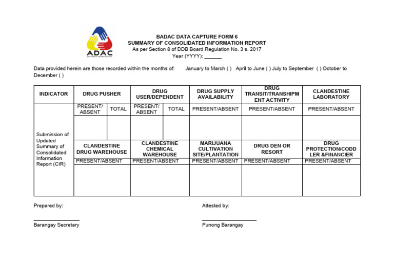 Badac capture form 6 cir pdf