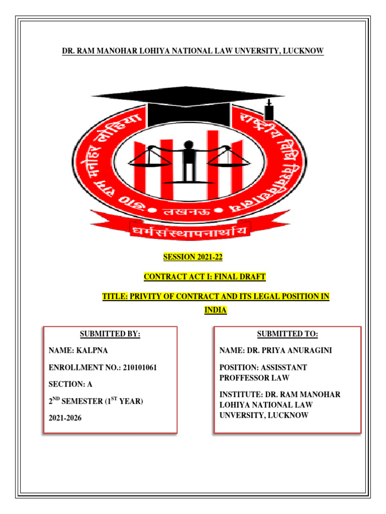 Privity Of Contract And Its Legal Application In India Pdf Law Of