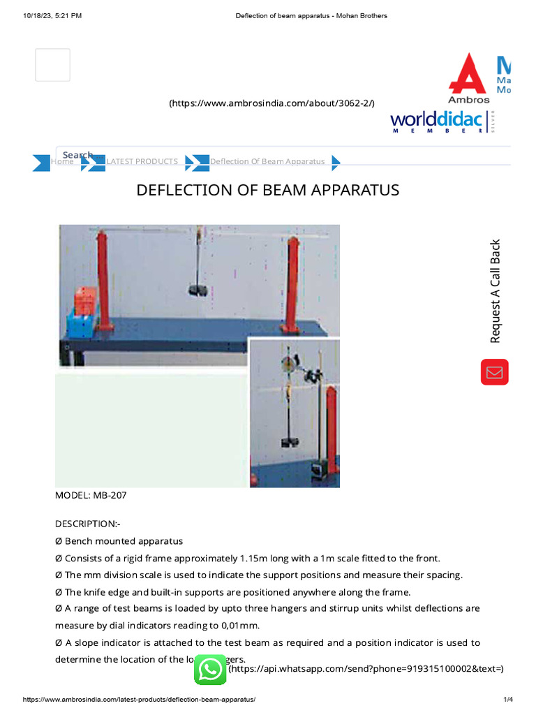 Beam Deflection Apparatus MB-207 | PDF | Car | Physical Sciences