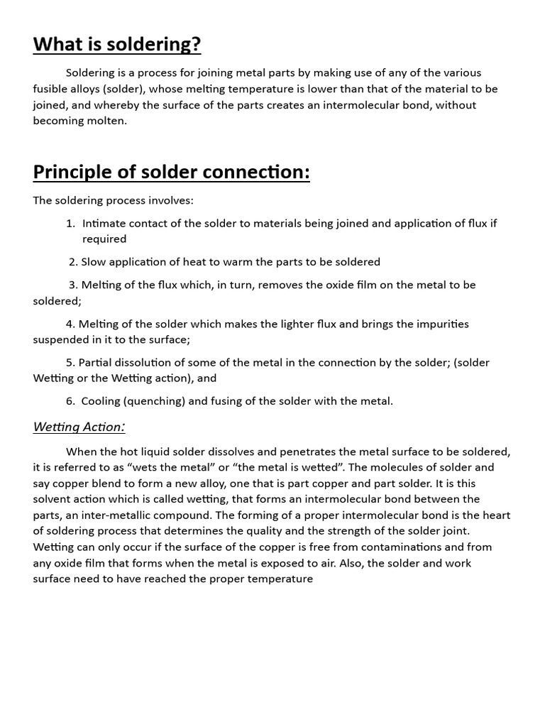 What Is Soldering PDF Solder Soldering