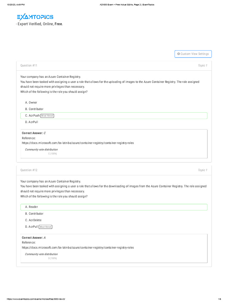 AZ-500 Exam - Free Actual Q&as, Page 2 - ExamTopics | PDF | Active ...