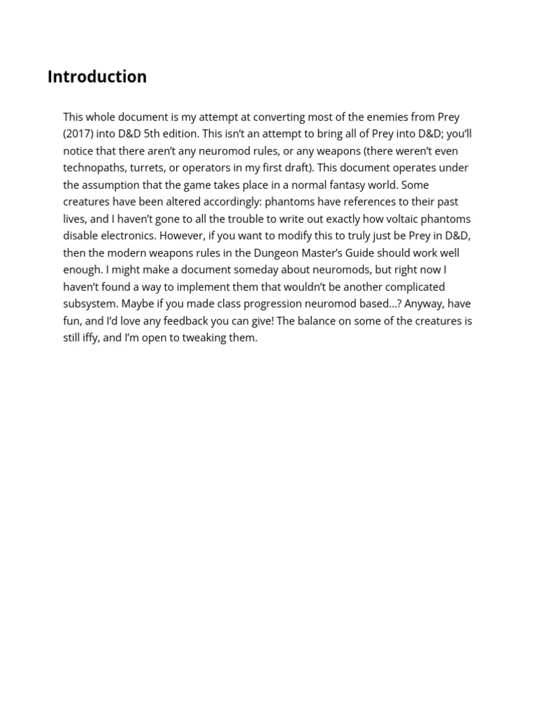 D&D 5E Prey Enemy Conversions | PDF | Games & Activities | Law